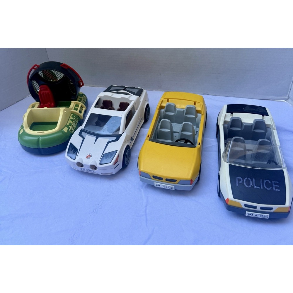 Playmobil Vehicles Airboat Car Geobra Vintage 4 Lot 1997 2004 2010